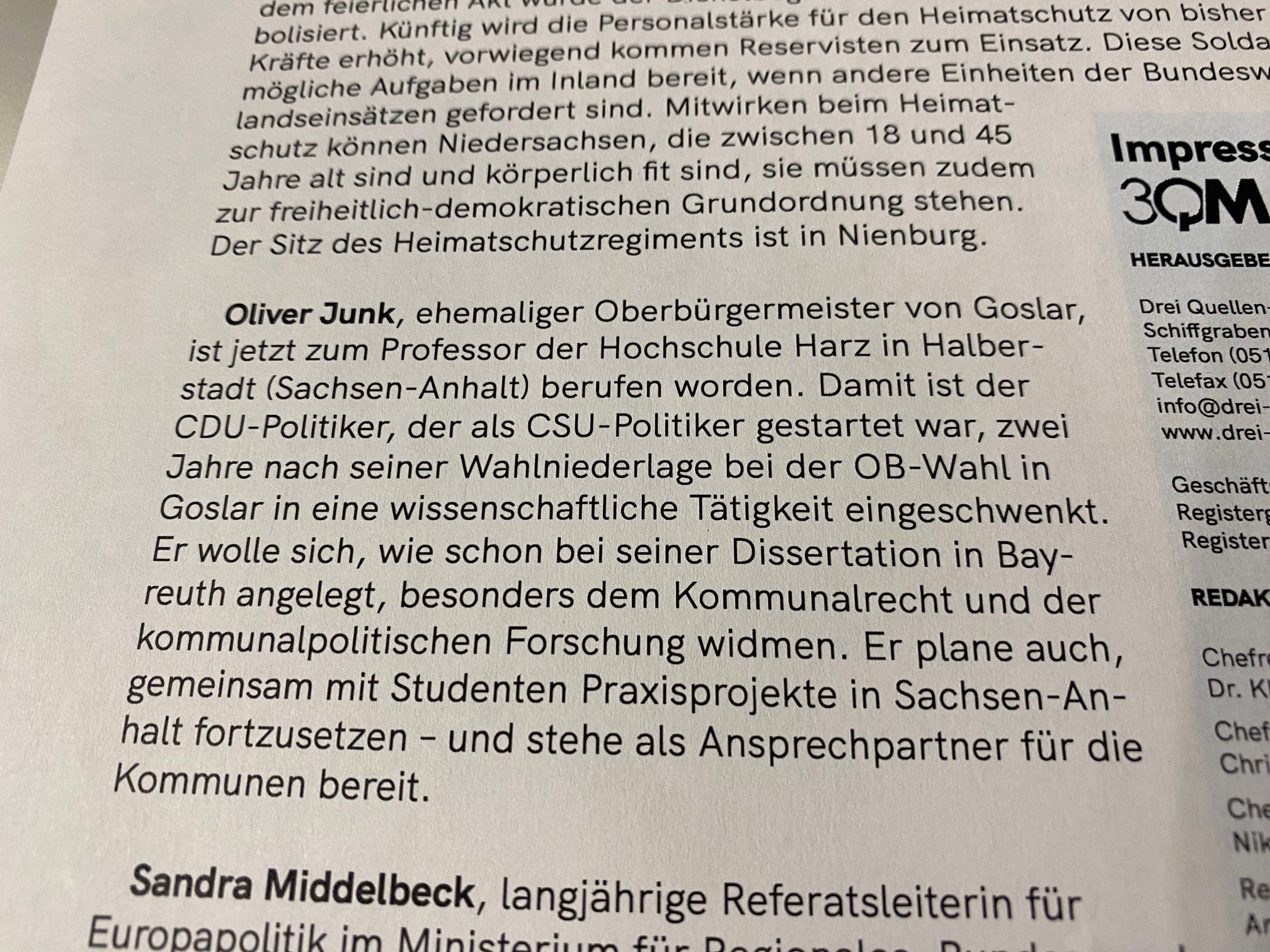 Notiz im Rundblick zur Berufung