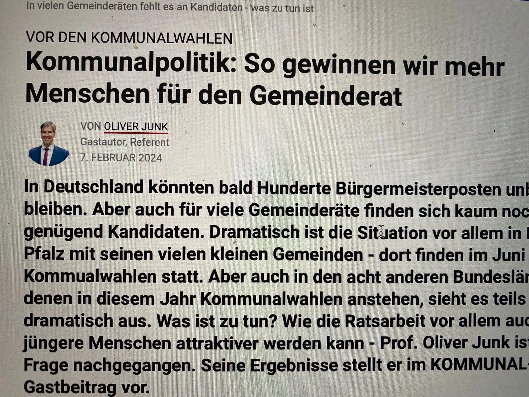 Attraktivierung der Ratsarbeit