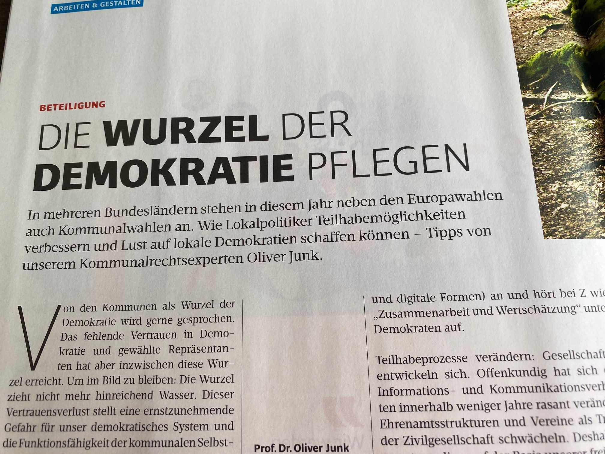 Beteiligung: Die Wurzel der Demokratie pflegen (Beitrag in Kommunal. 03/2024)