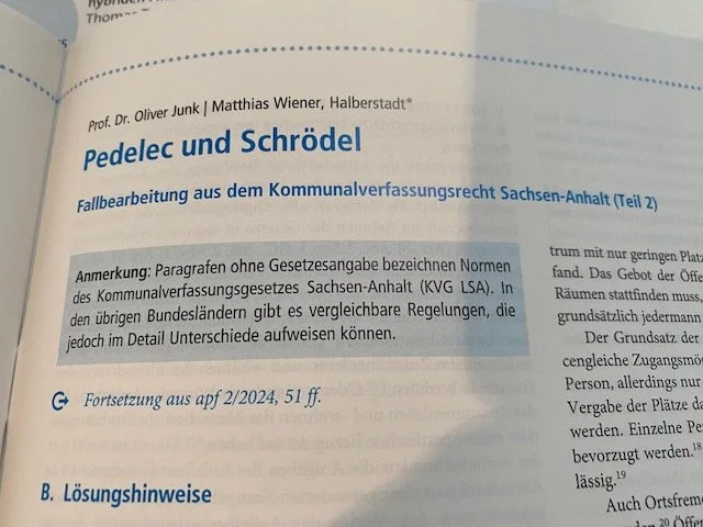 Beitrag in apf 3/2024 - Prüfungsklausur aus dem Kommunalrecht