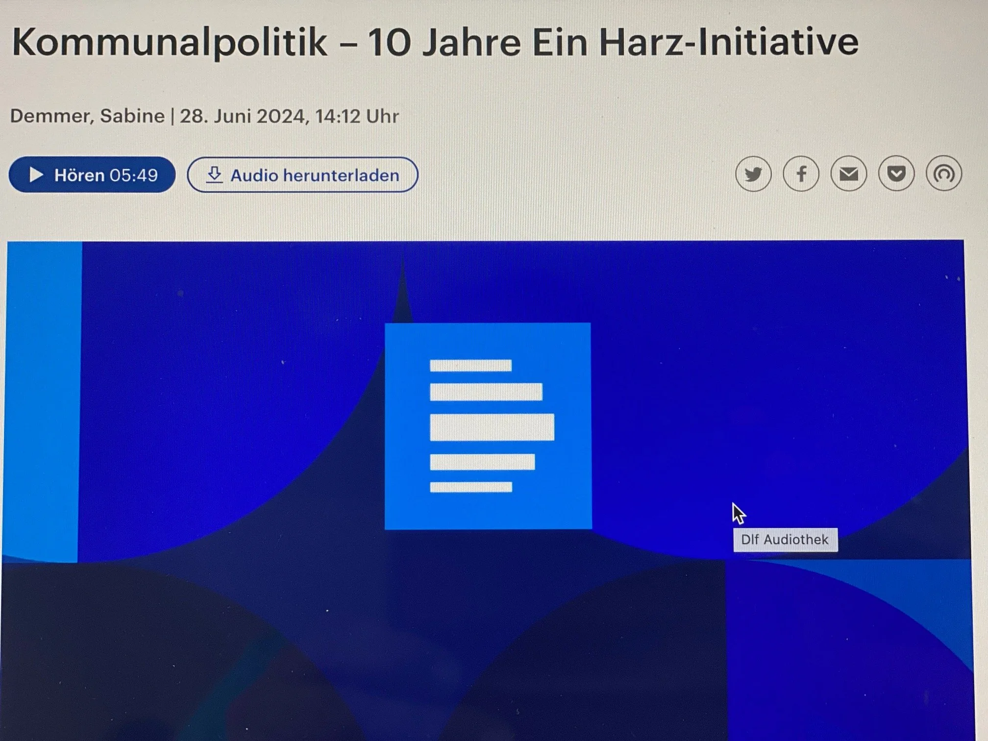 Interview mit dem Deutschlandfunk zu 10 Jahren EIN HARZ 