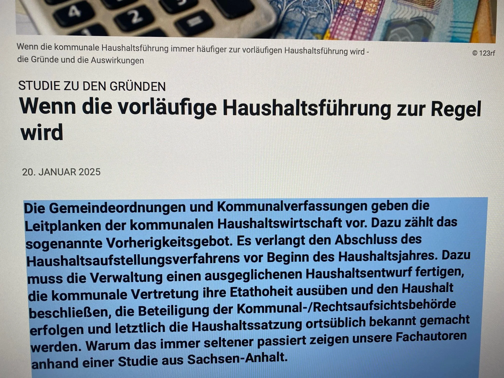 "Wenn die vorläufige Haushaltsführung zur Regel wird"
