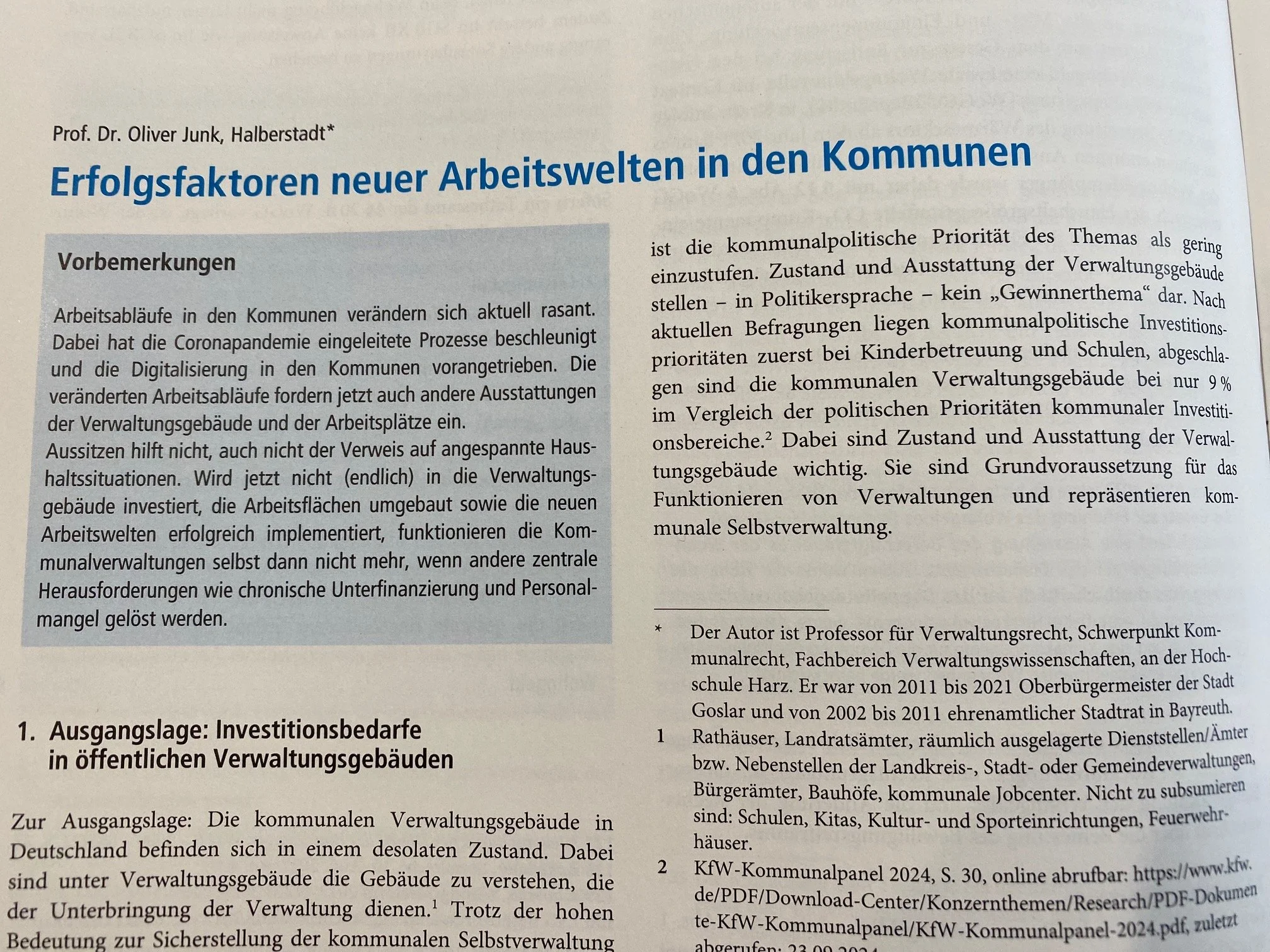 Erfolgsfaktoren neuer Arbeitswelten in den Kommunen 