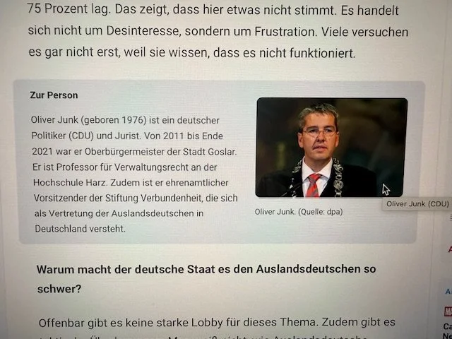 Interview zum Wahlrecht für Auslandsdeutsche (Nachrichten, t-online)