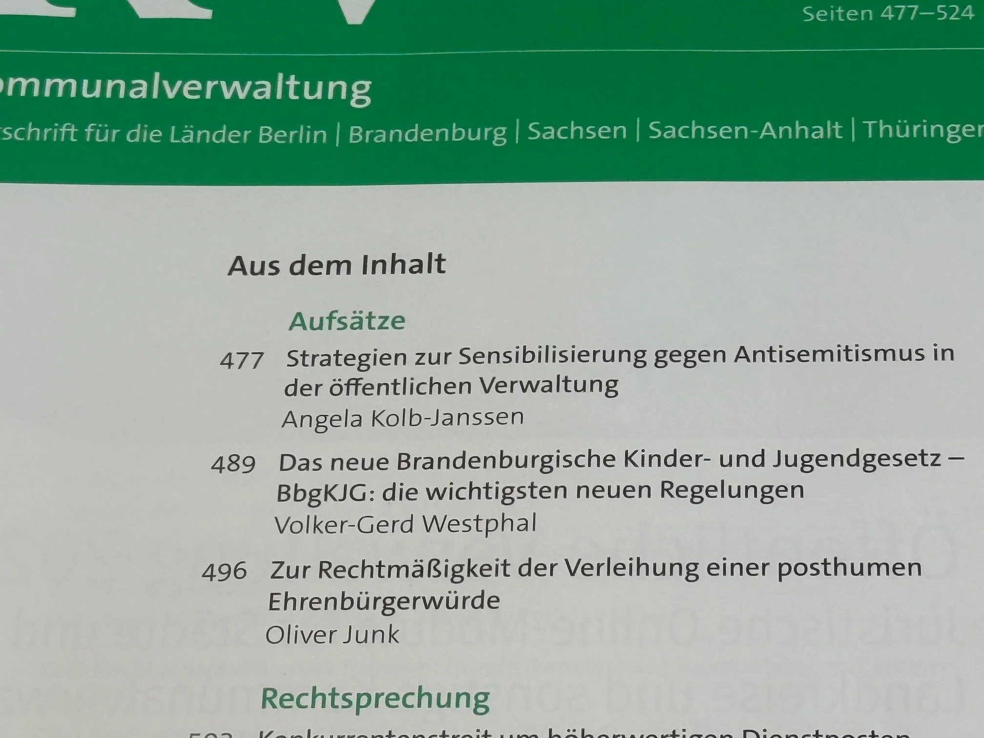 Zur Rechtmäßigkeit der Verleihung einer posthumen Ehrenbürgerwürde