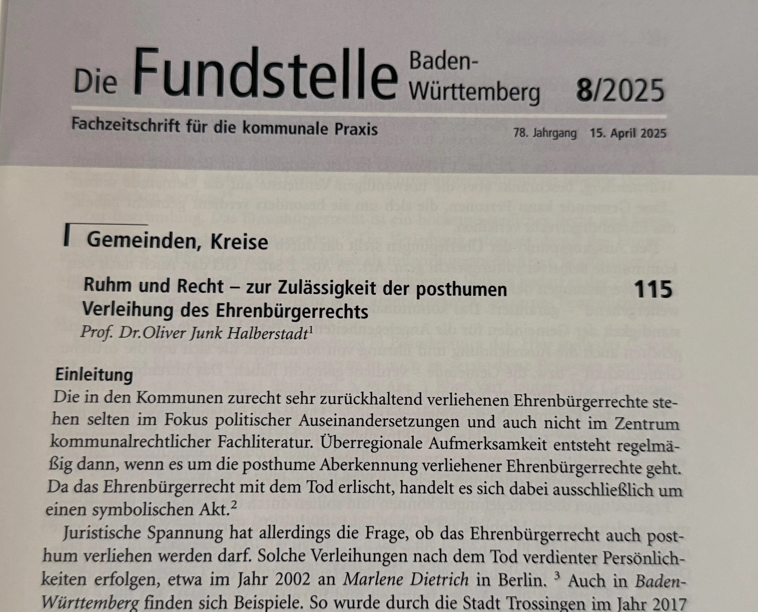 "Ruhm und Recht"