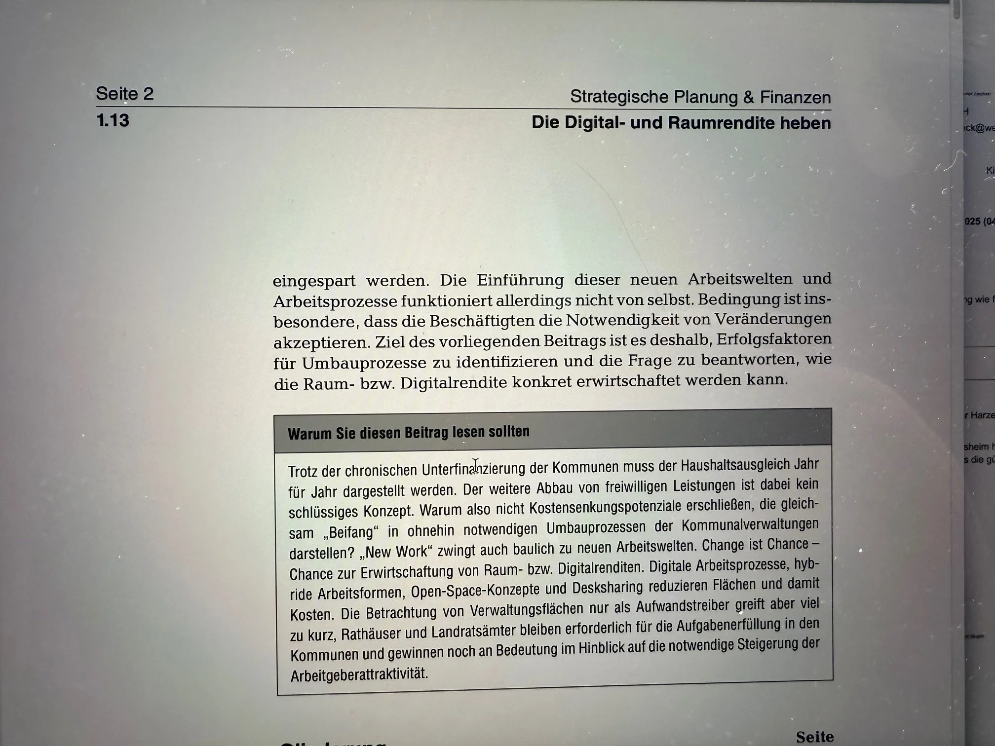 „Die Digital- und Raumrendite heben – Wie die Kommunen Verwaltungsflächen einsparen können“