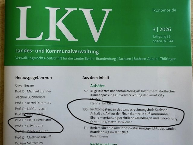 Fachbeitrag zur Ausweitung der Prüfungskompetenzen des Landesrechnungshofes