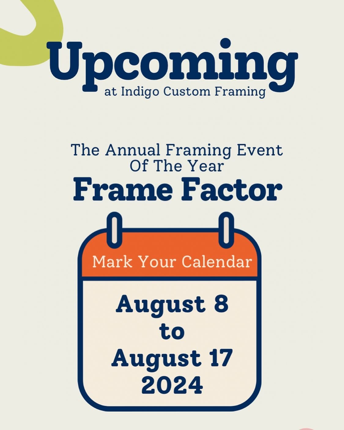 Frame Factor is one of our favorite promotions we do each year!
Bring up to two pieces (smaller than your hand, or about 6.5&rdquo;x6.5&rdquo; and no more then 1/2&rdquo; thick) to be framed for one low, flat rate with one catch - the framing will be
