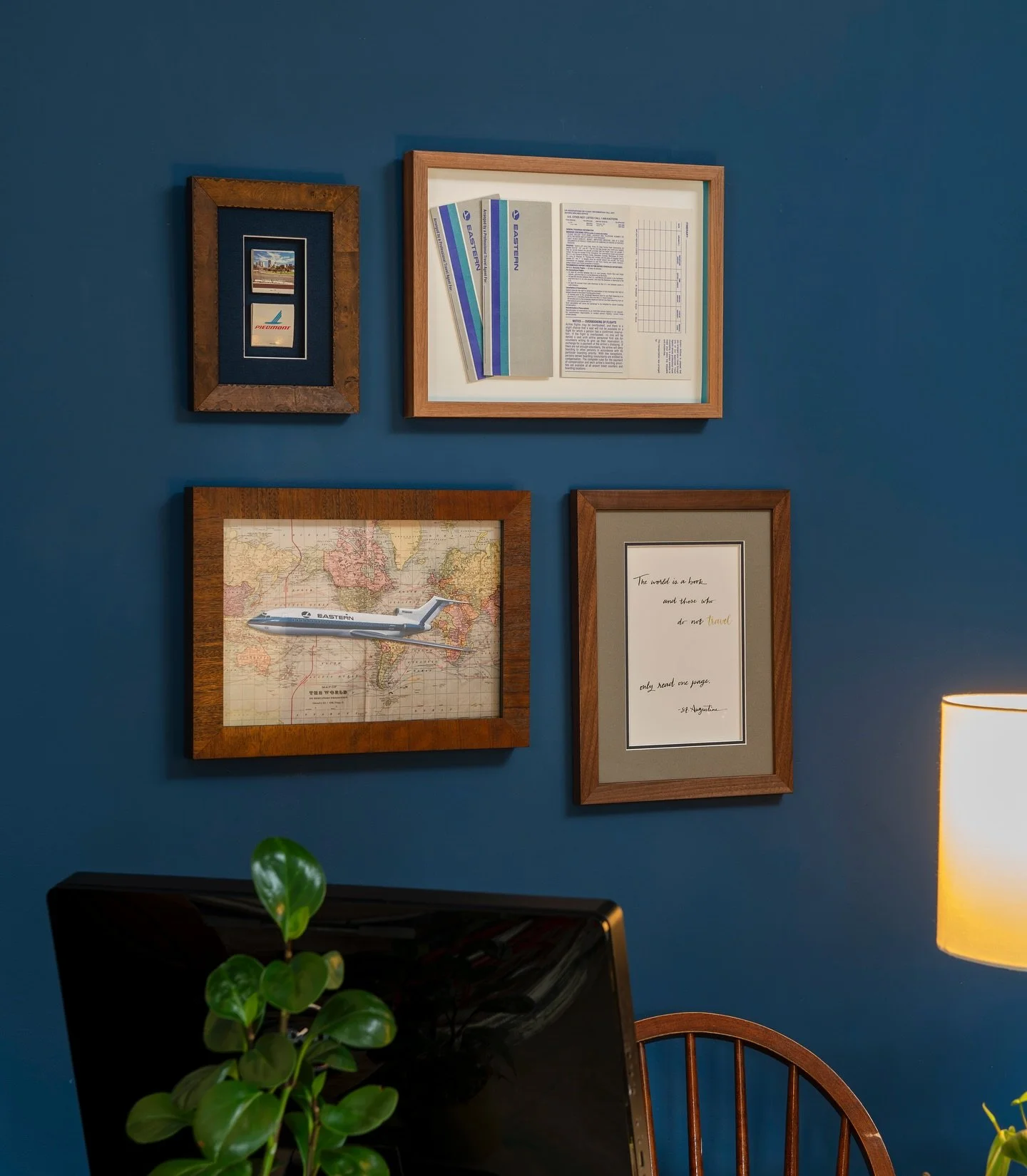 Framing for Corporate Spaces?
Indigo can help you elevate your office spaces with custom framing!
Not sure how to make your pieces work for your space?
Don&rsquo;t worry, bring your pieces in with photos of your space and we can build a creative solu