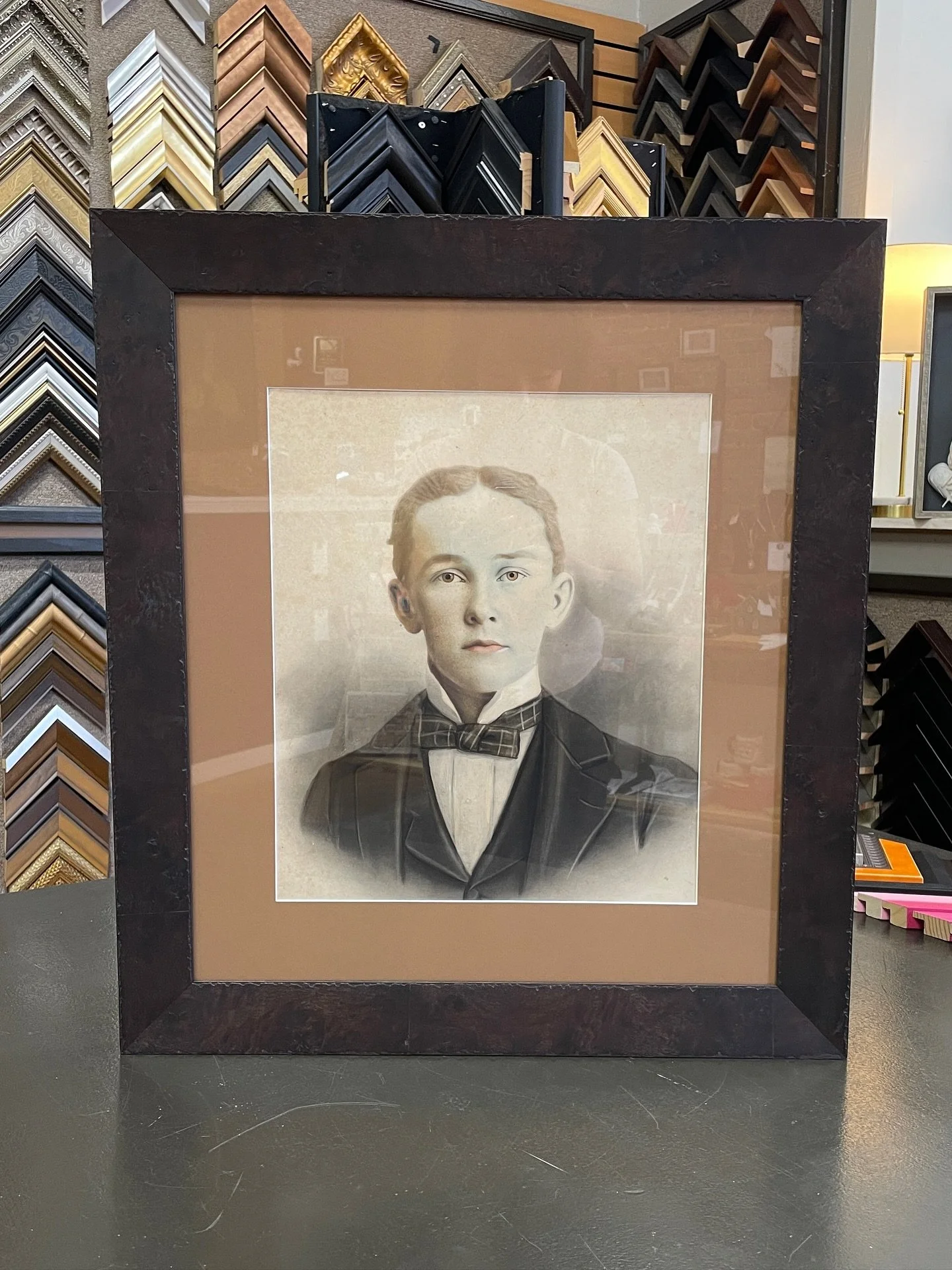 Occasionally we get the opportunity to preserve some of the oldest of family treasures. These pieces include a diploma as well as a hand-colored portrait from the turn of the 20th century. It&rsquo;s a joy to create timeless solutions for such histor