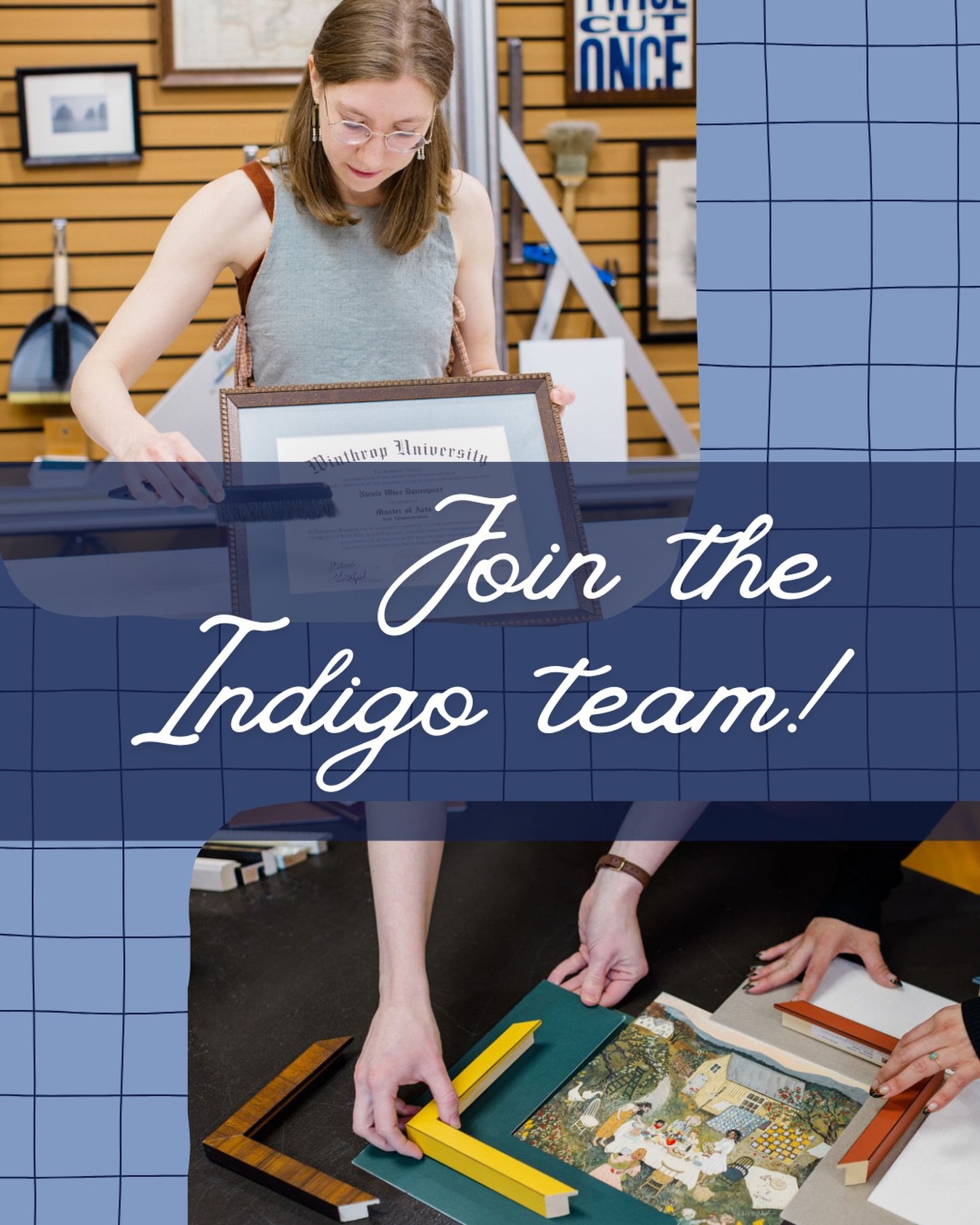 Indigo is looking for another friendly, creative person to join our team! Check out our listing on Indeed to learn more about the position and apply. 🖼️

Link in profile.
