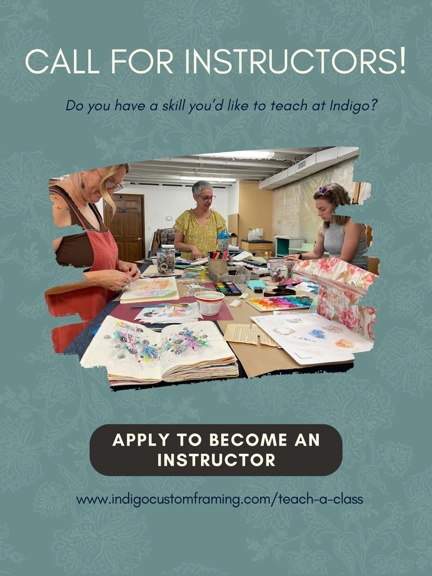 Interested in teaching at Indigo? We&rsquo;re building out our 2026 workshops schedule and looking for interested instructors. We&rsquo;re open to all sorts of media - painting, printmaking, fiber arts, etc! Check out our website for more info and to