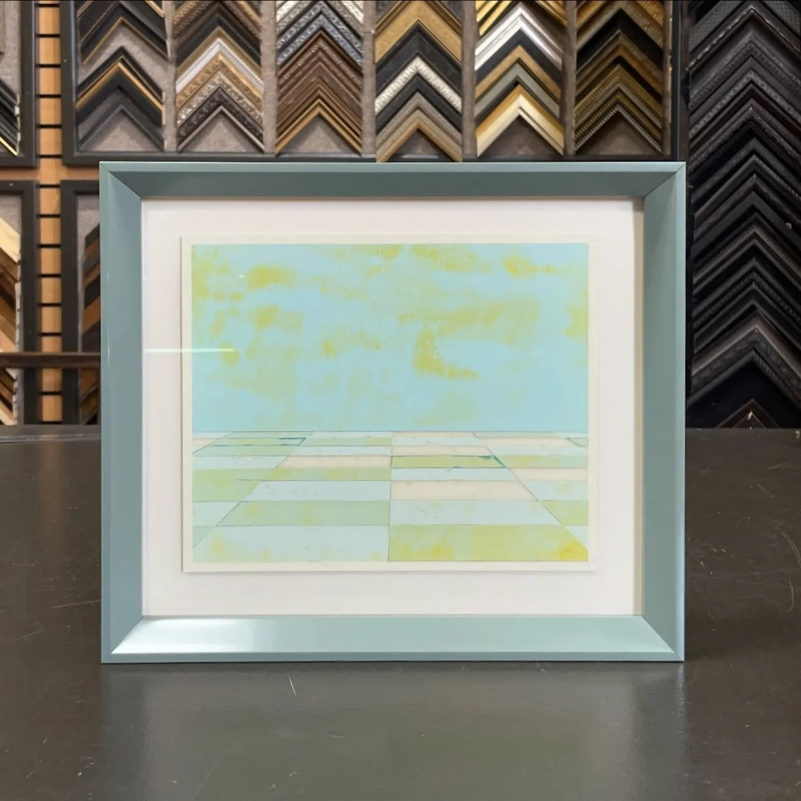 Sometimes it seems like a mounding was designed specifically for a particular piece of art. That&rsquo;s how we feel about this stunning @hollisbrownthornton painting and @larsonjuhl&rsquo;s Cabana. The color, the beveled profile, @truvueglazing Muse