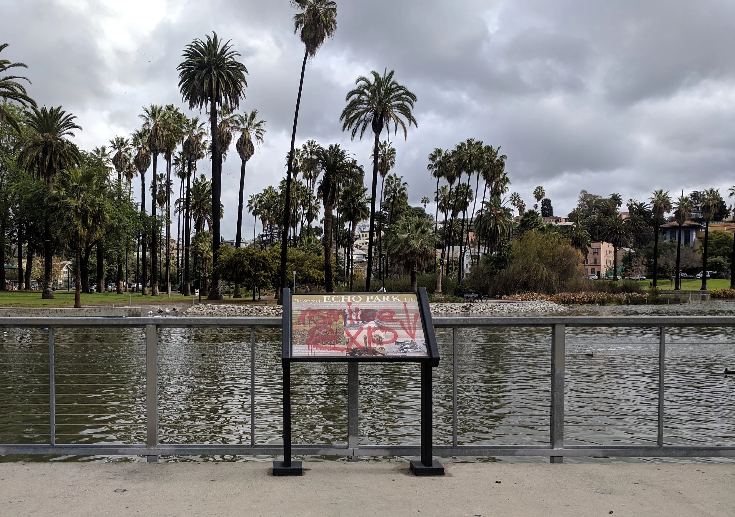 Existing signage at Echo Park Lake.