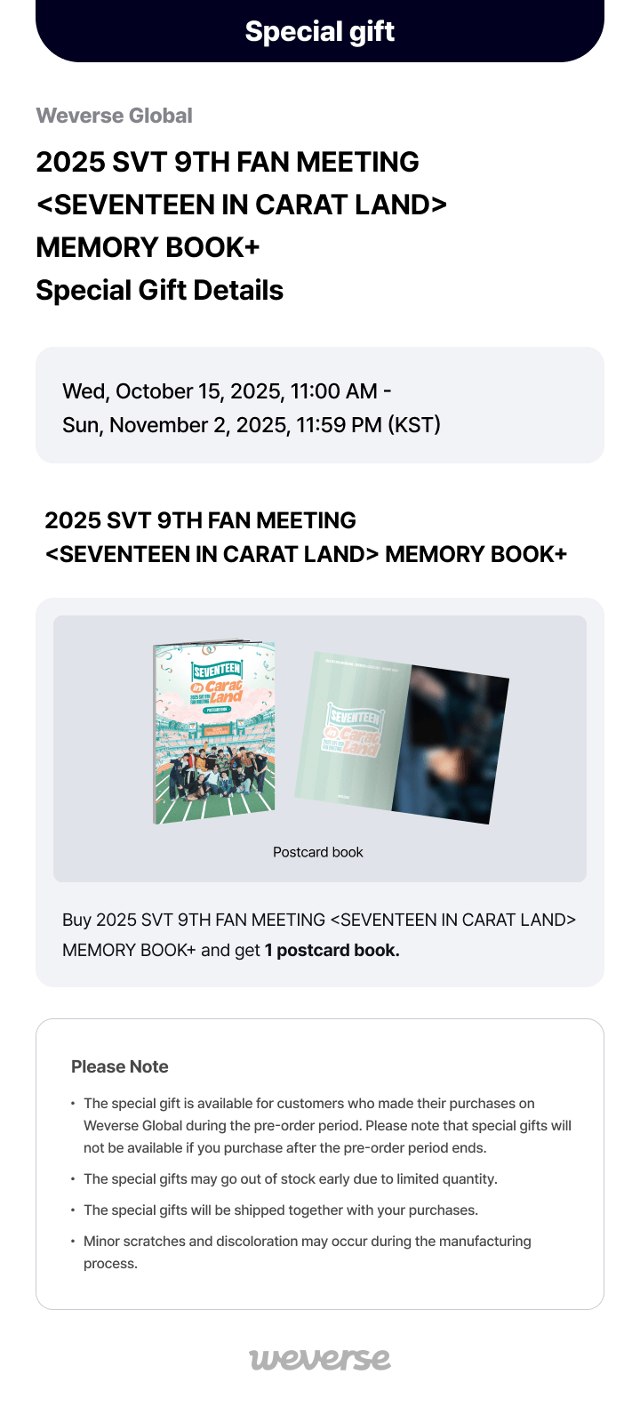 Official preorder SEVENTEEN 2025 SVT 9TH FAN MEETING MEMORY BOOK+