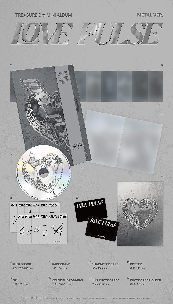 Official preorder TREASURE - 3rd MINI ALBUM [LOVE PULSE] METAL