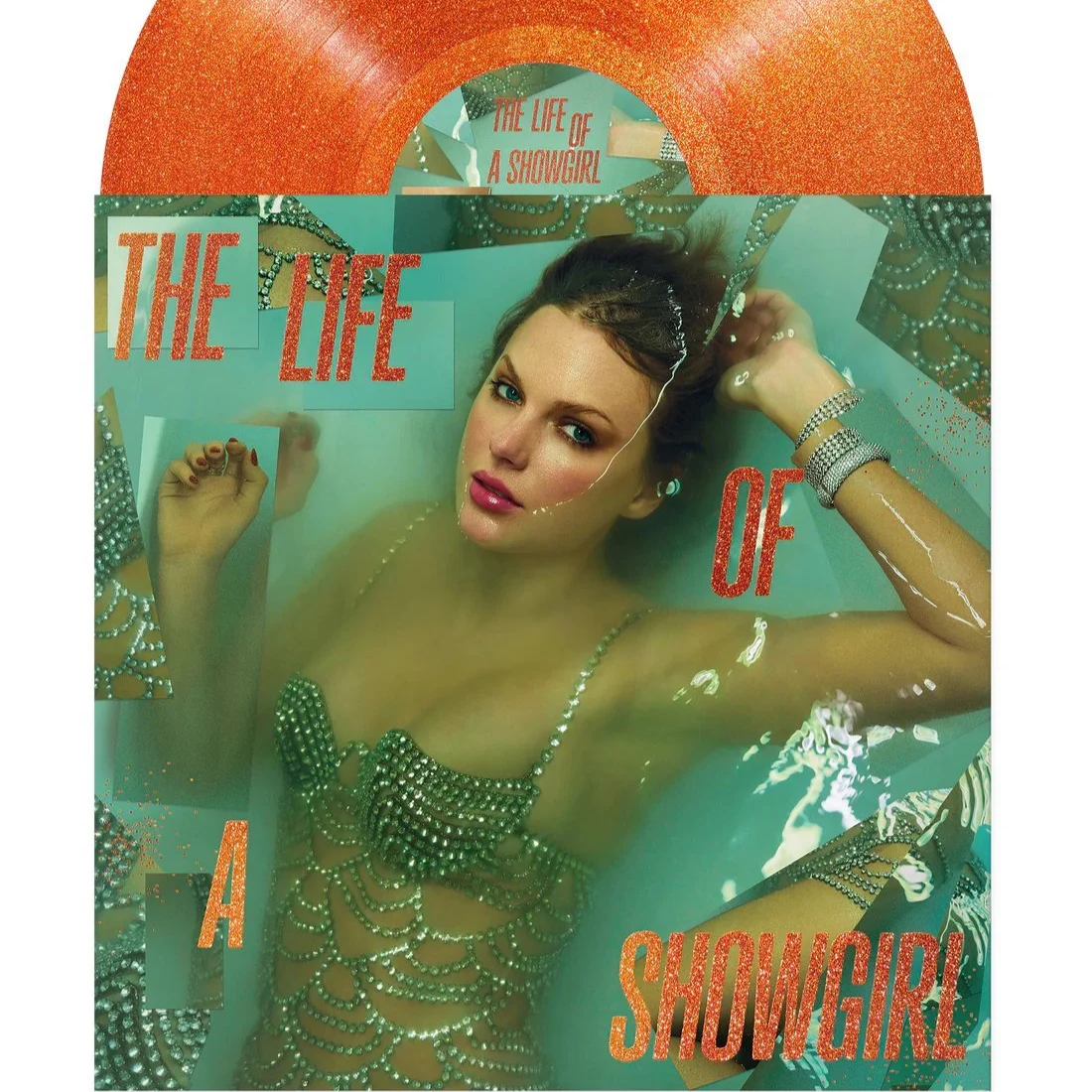 Taylor Swift The Life of a Showgirl: Sweat and Vanilla Perfume Portofino Orange Glitter Vinyl