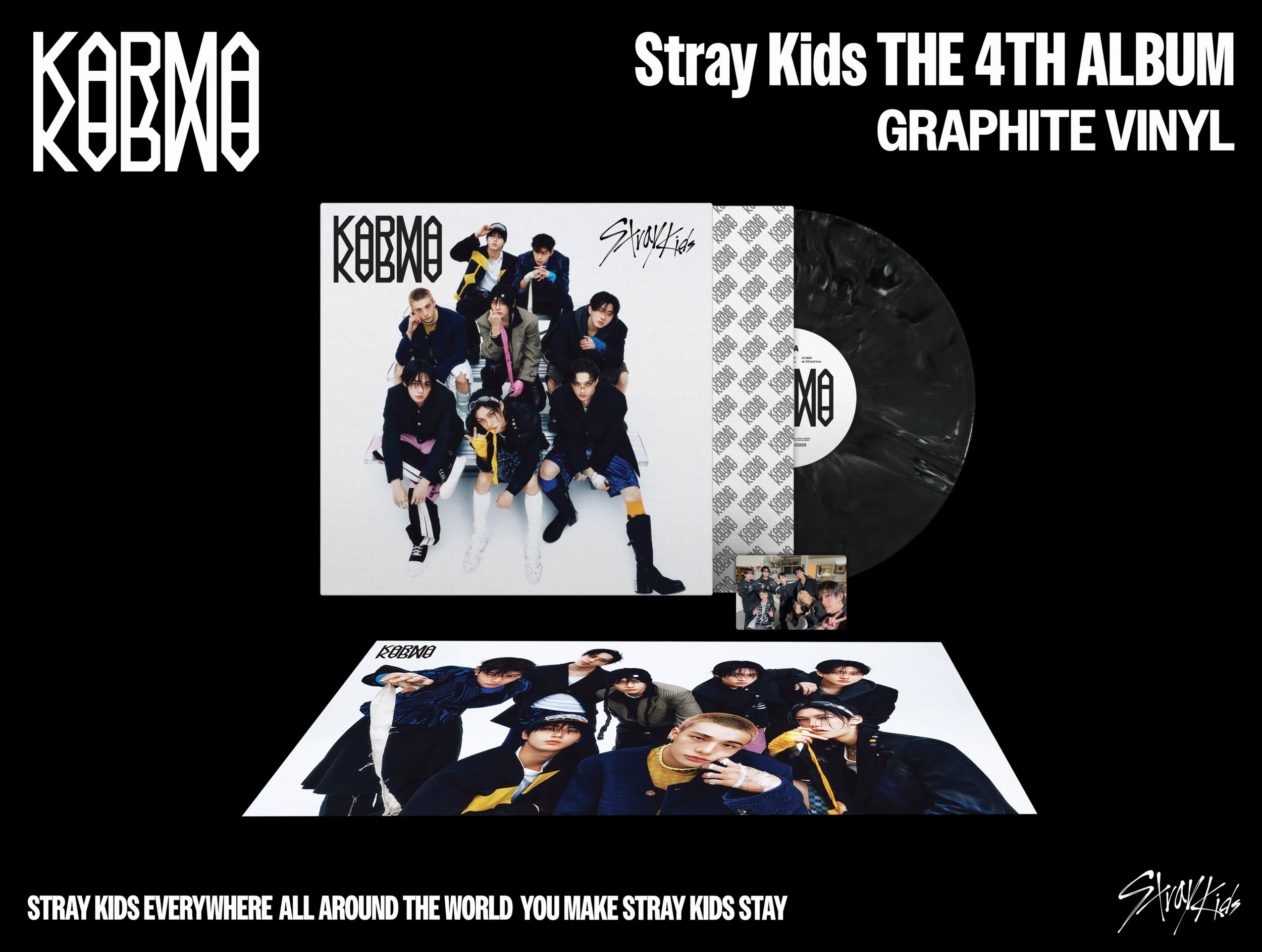 Official preorder Stray Kids 4th Full Album KARMA (GRAPHITE VINYL