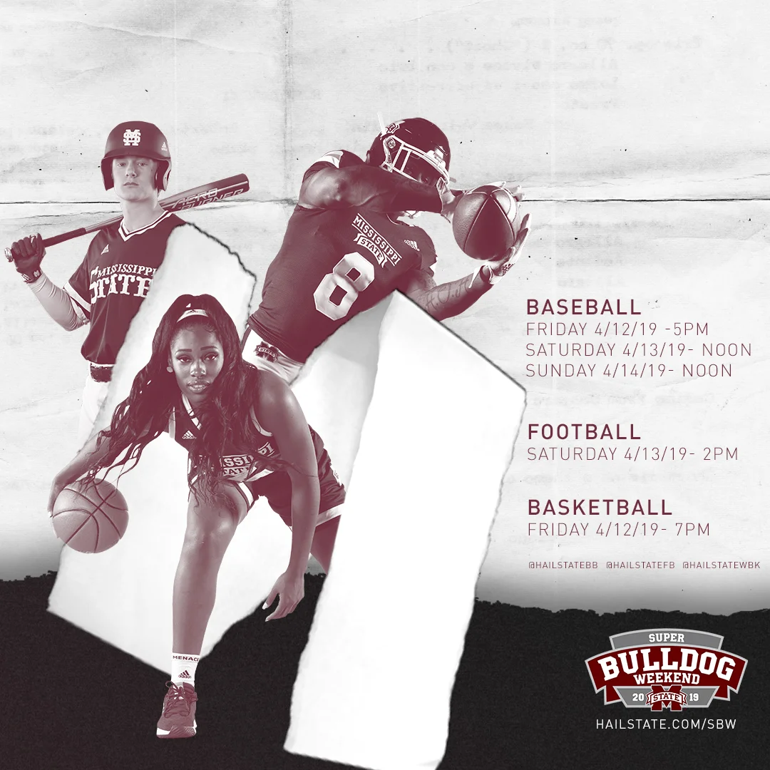 Another version of the Super Bulldog Weekend graphic created for an Instagram post.