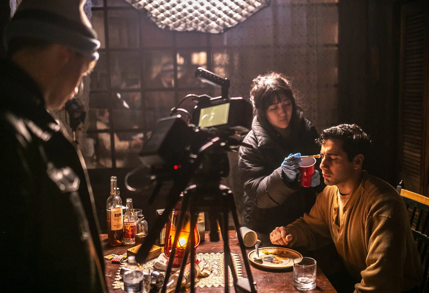 Aimee Mayumi Kuge, Harrison Kraft, and Nicky Boulos on set of  THE HOWLING WIND (2020) by Eva Smittle (Copy)