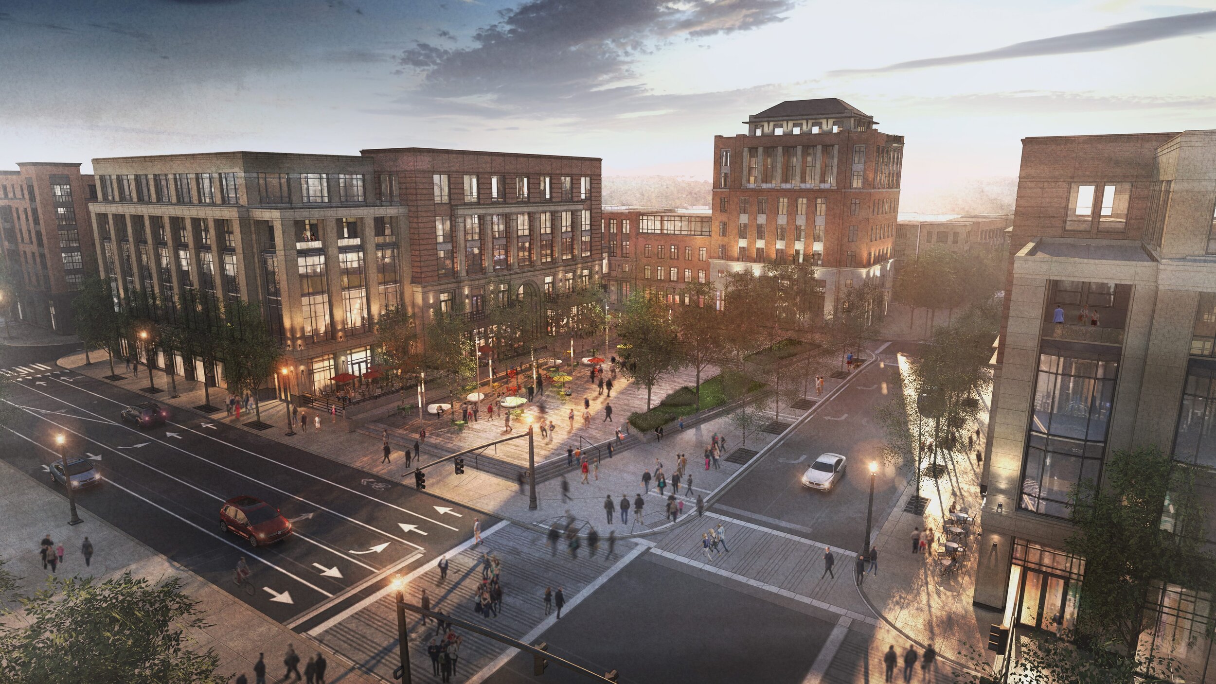 Renderings of University Square Plaza and Buildings