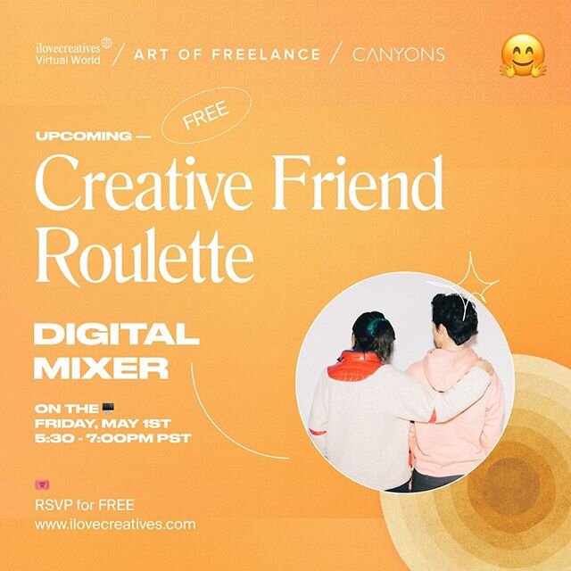 What&rsquo;s better than the feeling of making a new friend? Well with everyone still locked down at home right now so we&rsquo;ve teamed up with @ilovecreatives &amp; @artoffreelance to host a free Creative Friend Roulette this Friday at 5:30pm PST.