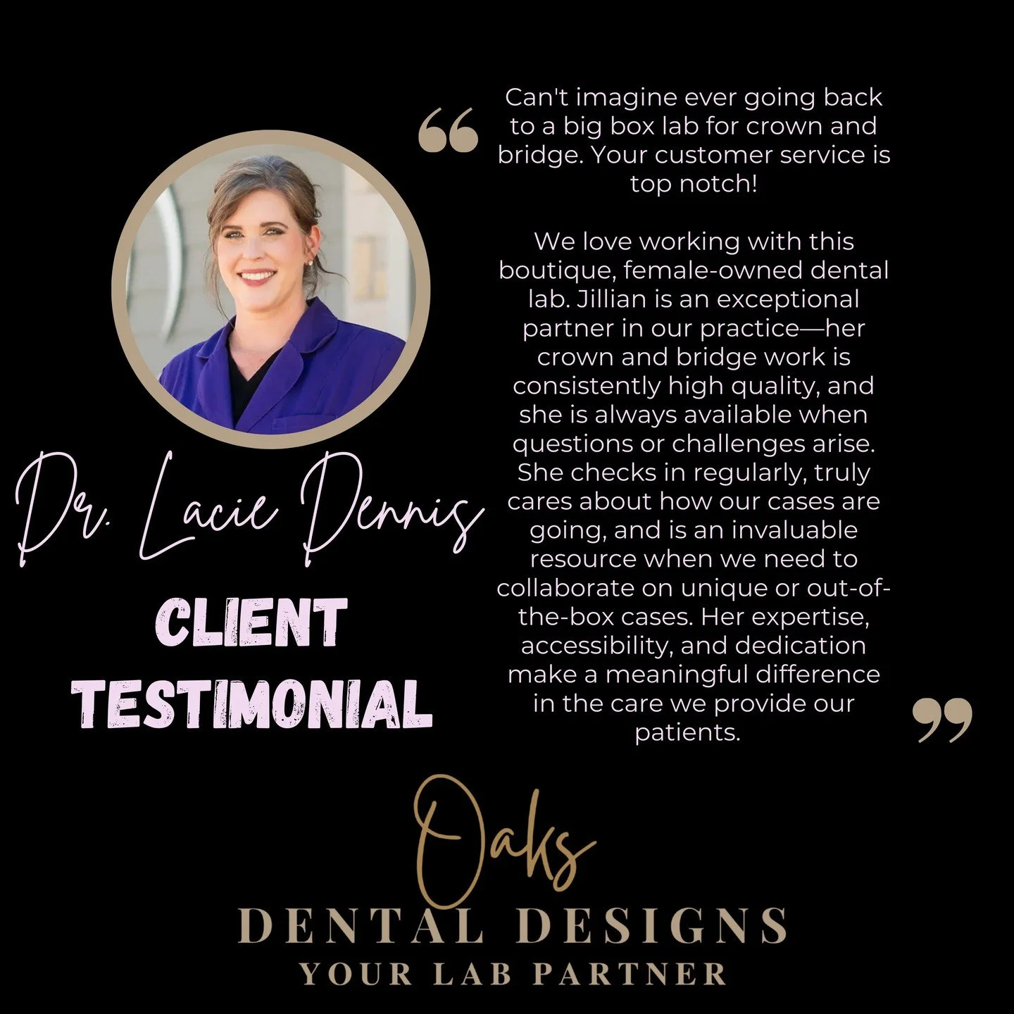 Full review from Dr. Dennis! Thank you for the kind words. We absolutely love working with Dr. Dennis, Hannah and the entire team. Love watching your office grow too!