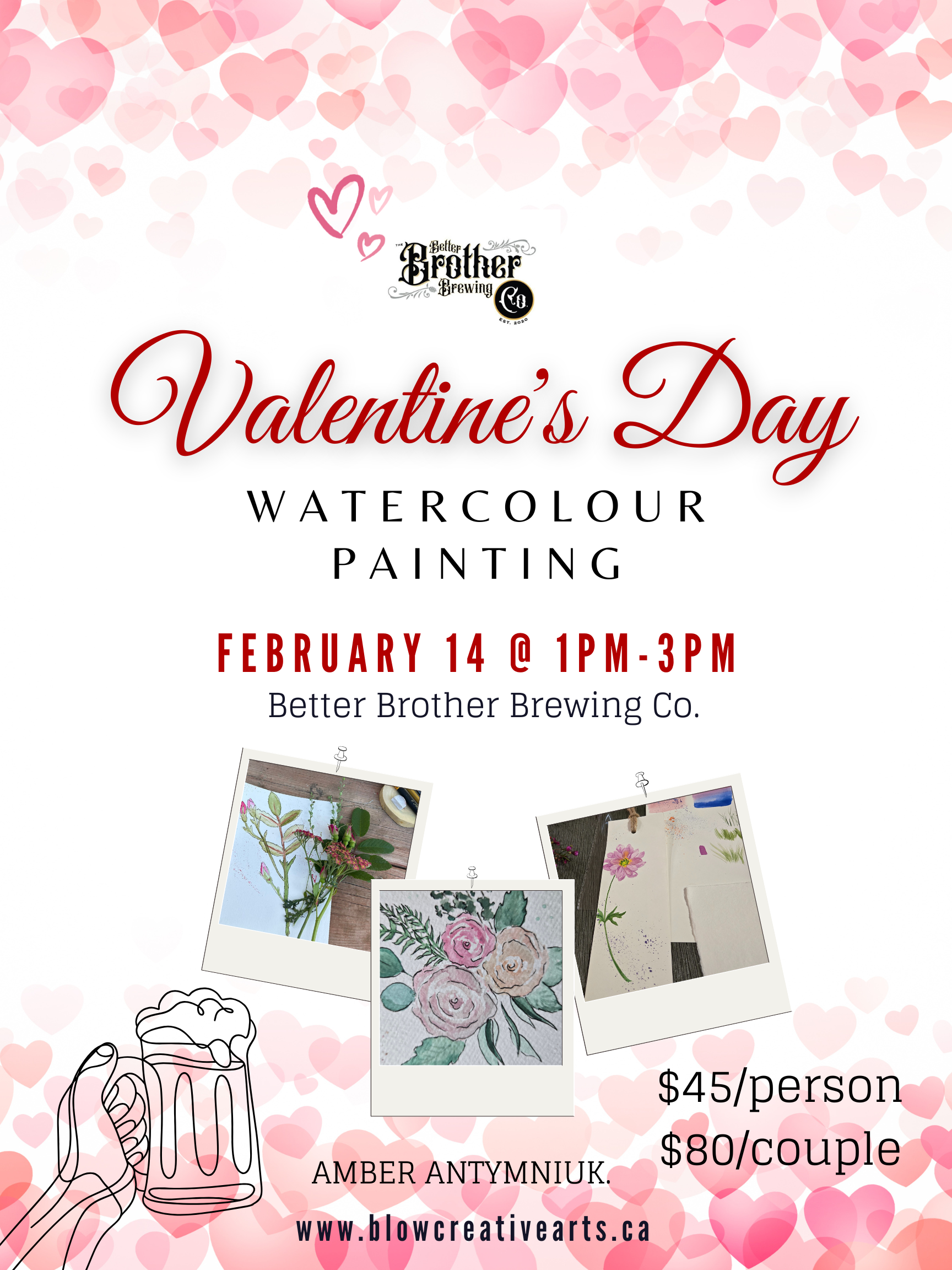 Better Brother Brewing Co Valentine's Watercolour Painting