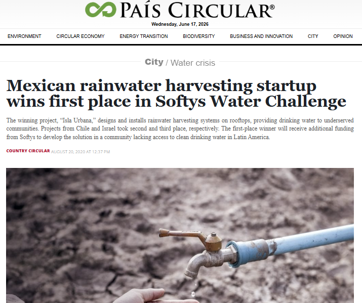 Mexican rainwater harvesting startup wins first place in Softys Water Challenge