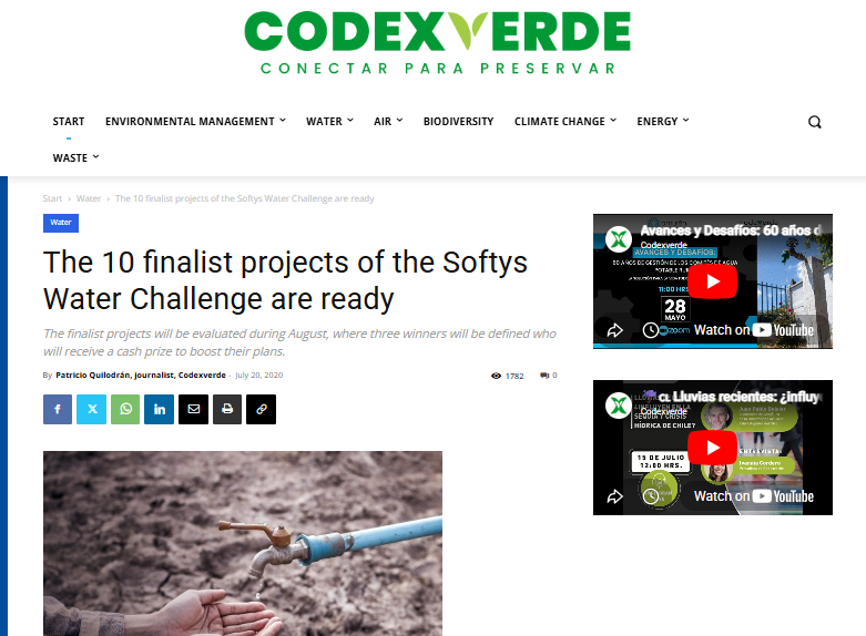 The 10 finalist projects of the Softys Water Challenge are ready