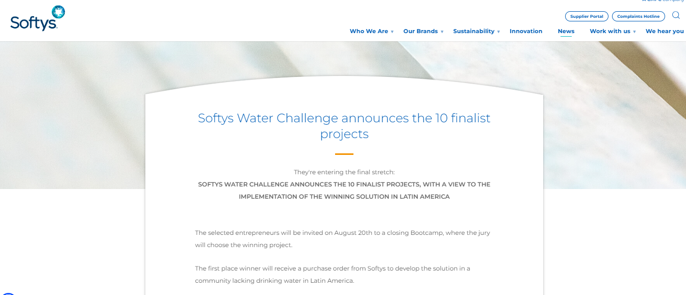 Softys Water Challenge announces the 10 finalist projects