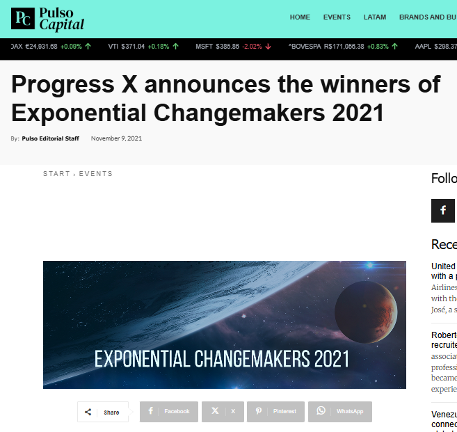Progress X announces the winners of Exponential Changemakers 2021