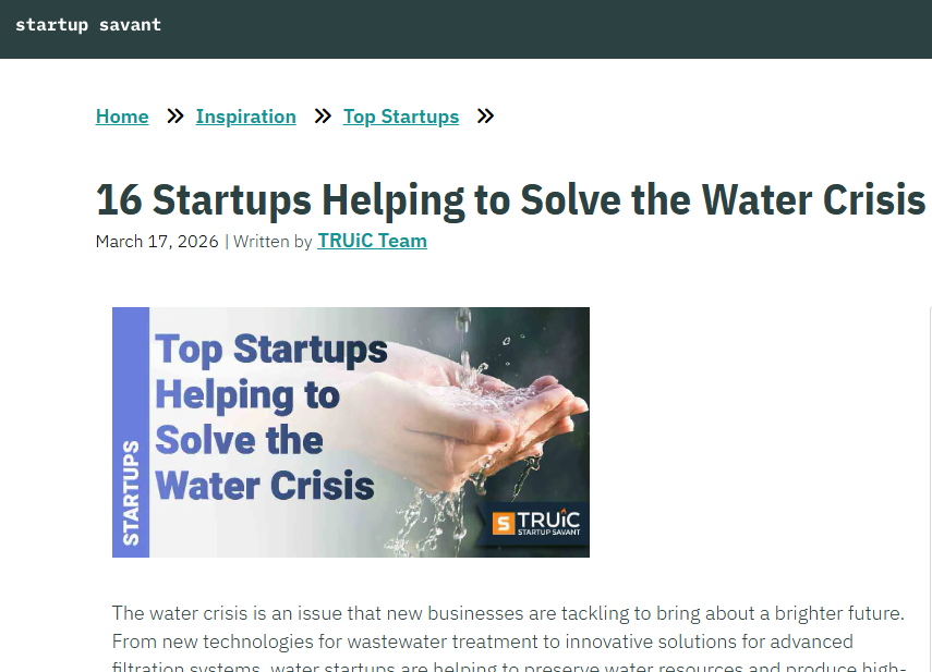 16 Startups Helping to Solve the Water Crisis
