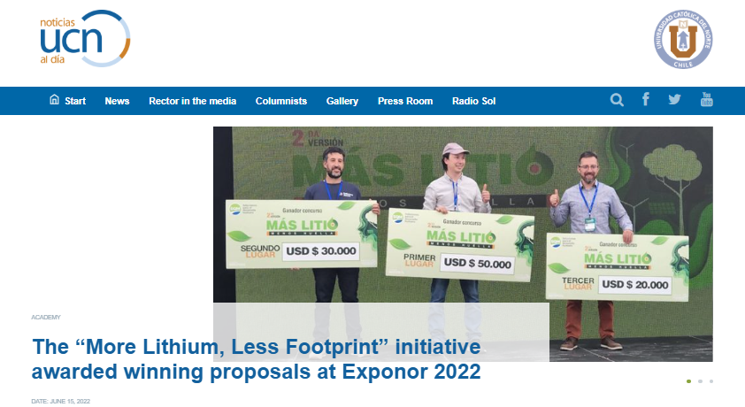 The “More Lithium, Less Footprint” initiative awarded winning proposals at Exponor 2022