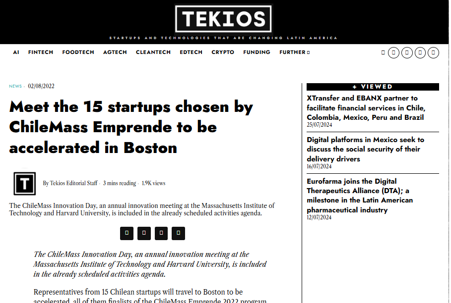 Meet the 15 startups chosen by ChileMass Emprende to be accelerated in Boston