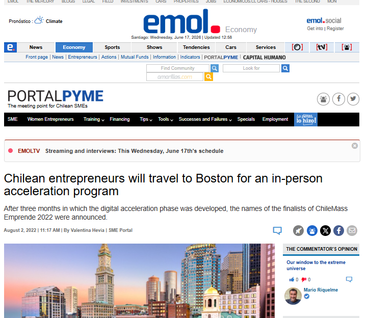 Chilean entrepreneurs will travel to Boston for an in-person acceleration program