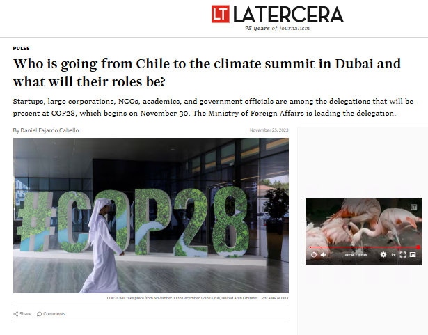Who is going from Chile to the climate summit in Dubai and what will their roles be?