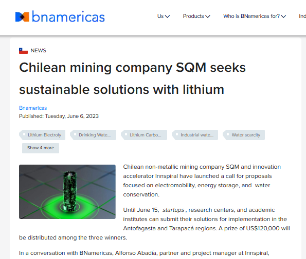 Chilean mining company SQM seeks sustainable solutions with lithium