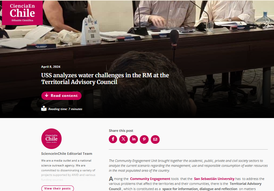 USS analyzes water challenges in the RM at the Territorial Advisory Council