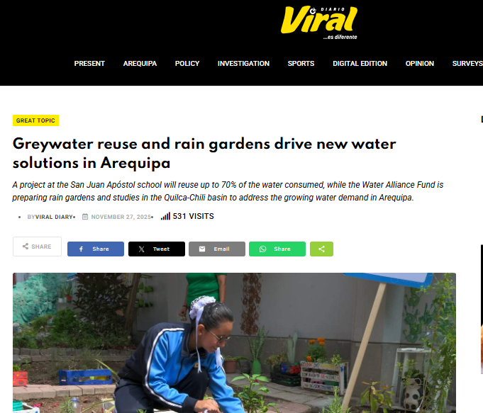 Greywater reuse and rain gardens drive new water solutions in Arequipa