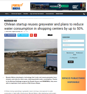 Chilean startup reuses greywater and plans to reduce water consumption in shopping centers by up to 50%.