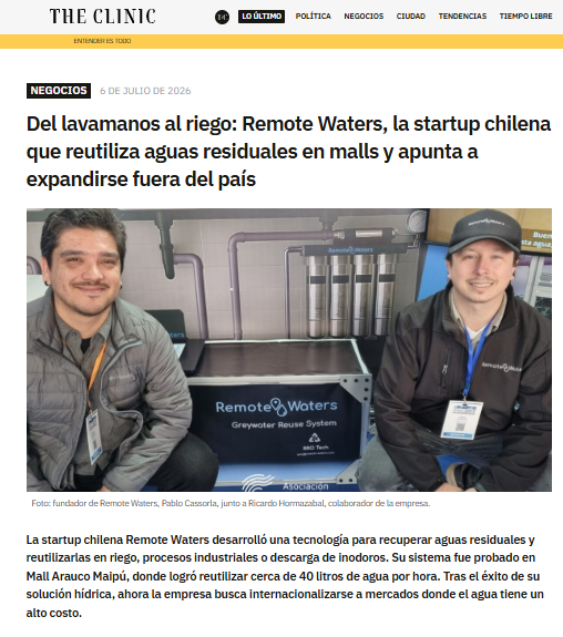 Del lavamanos al riego: Remote Waters, la startup chilena que reutiliza aguas residuales en malls y apunta a expandirse fuera del país