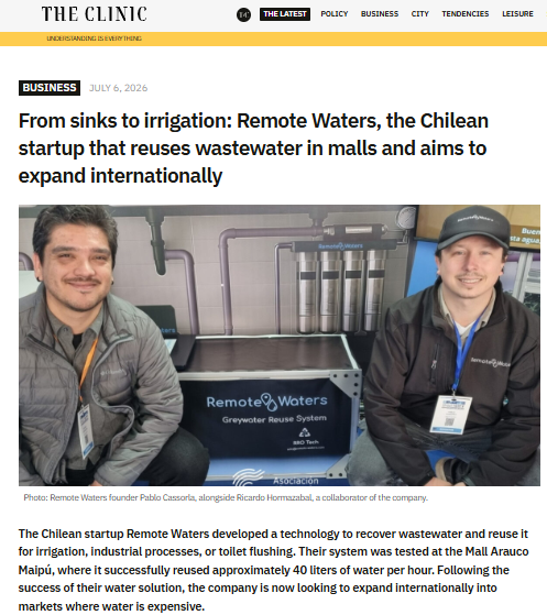 From sinks to irrigation: Remote Waters, the Chilean startup that reuses wastewater in malls and aims to expand internationally
