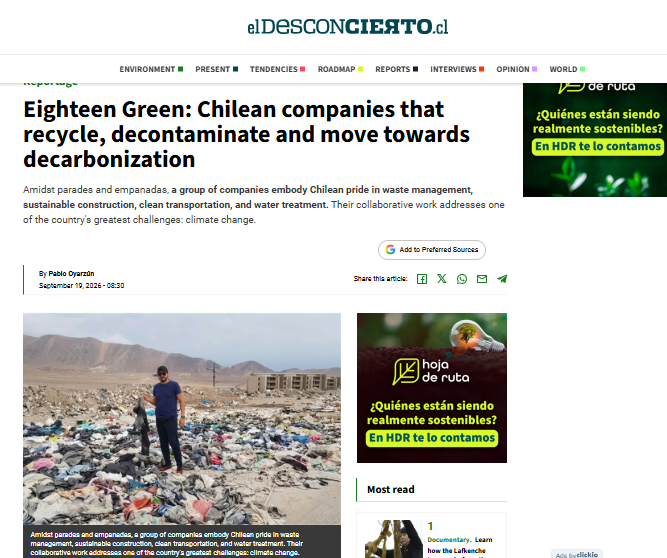 Eighteen Green: Chilean companies that recycle, decontaminate and move towards decarbonization