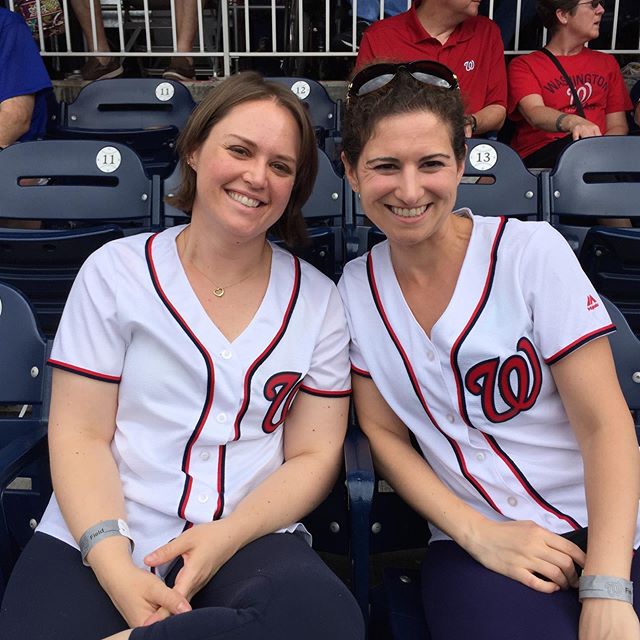 Then (2015 - and when I officially became a baseball and Nats fan) and now (2019 - not getting rid of my season tickets any time soon) with @lauriebabinski . So excited for our girl's night at the ballpark for Game 3 of the World Series. Go Nats! #na