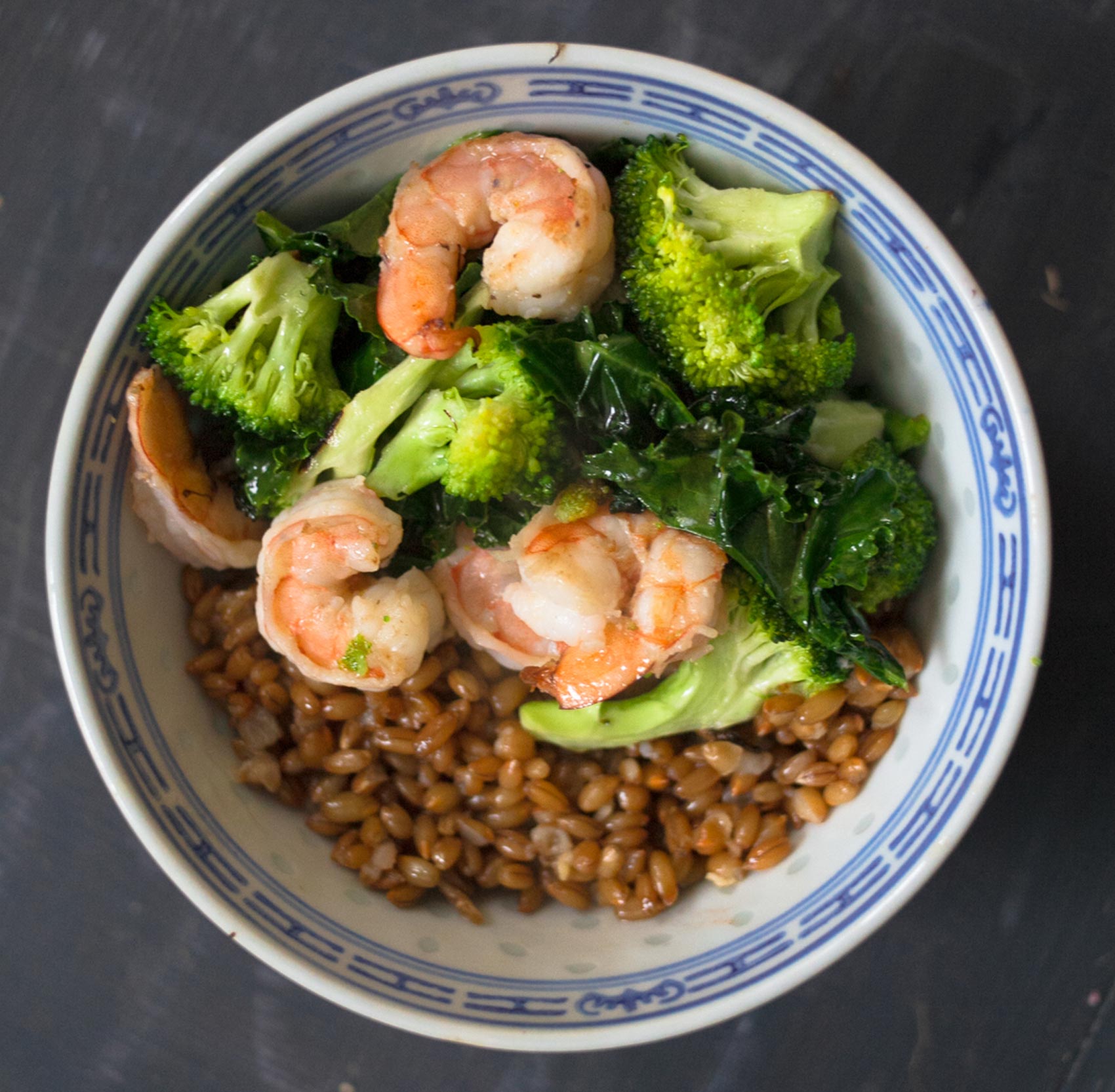 Shrimp + Broccoli + Kale + Wheat Berries