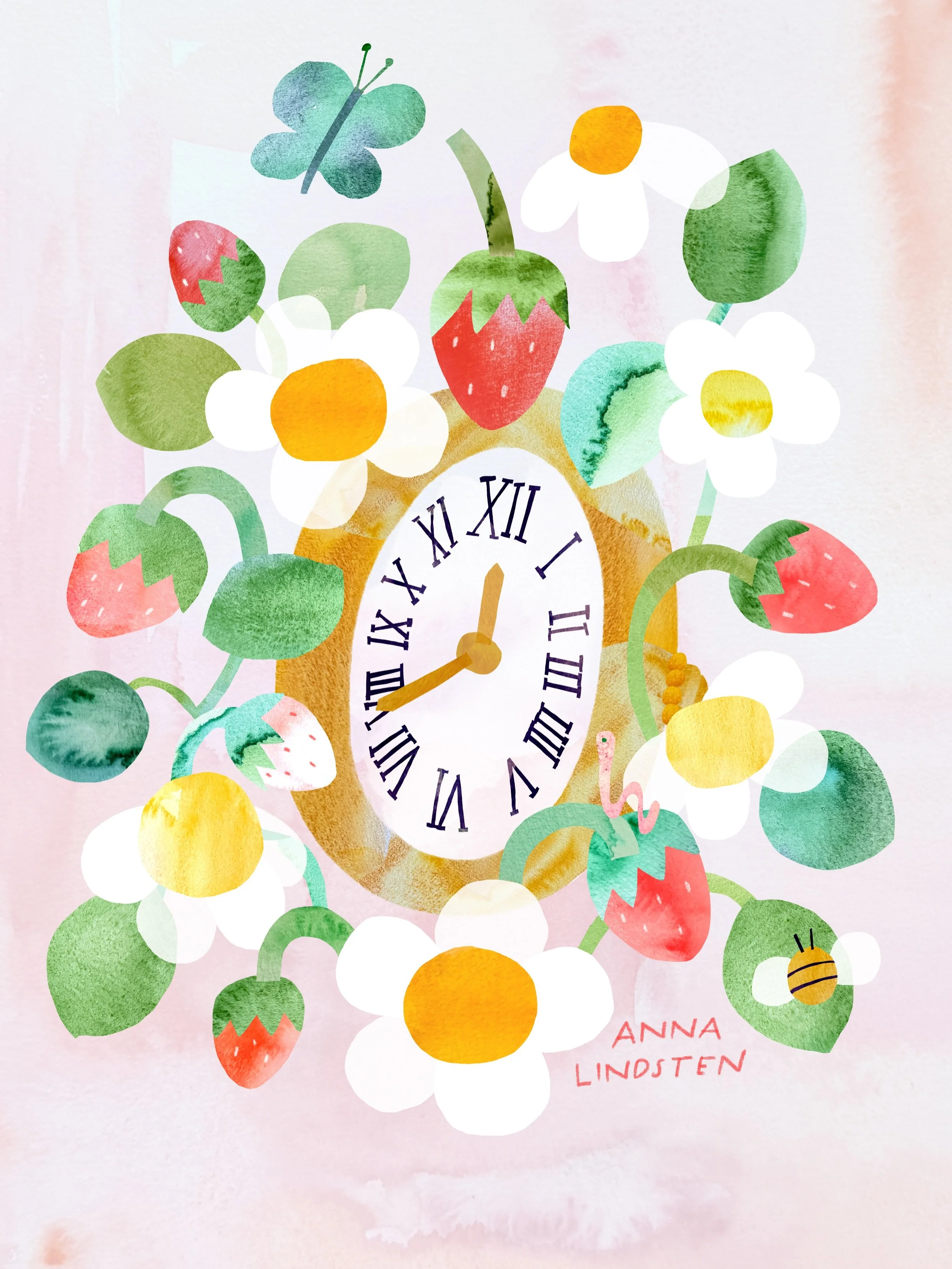 I&rsquo;m behind so here&rsquo;s yesterday&rsquo;s Flower + Clock (but a watch 🛁) 

#imaginedflowerchallenge2026
@estee.zales 

#cutpaper #watercolour #mixedmedia #baignoire