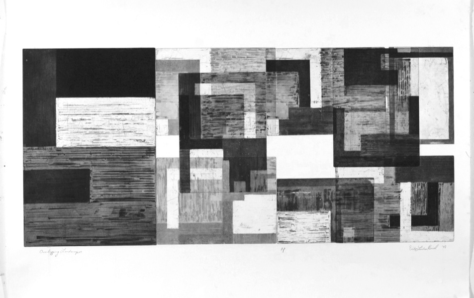 Overlapping Landscapes II, Aquatint etching, 100x60cm, 2008.