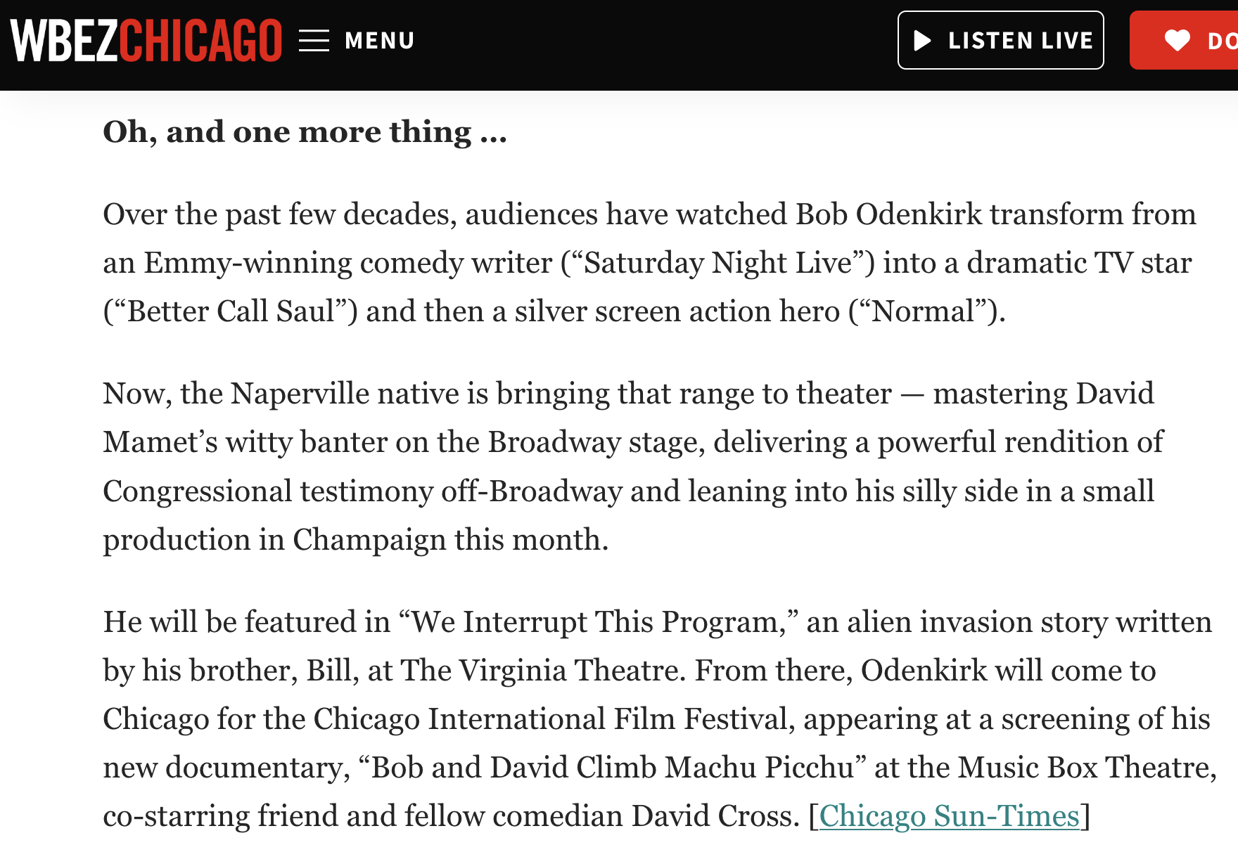 WBEZ Chicago: The Rundown